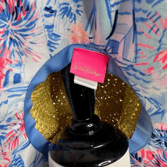 LILLY PULITZER Sea to Shining Sea Beach Hat Floppy straw packable - Picture 2 of 4